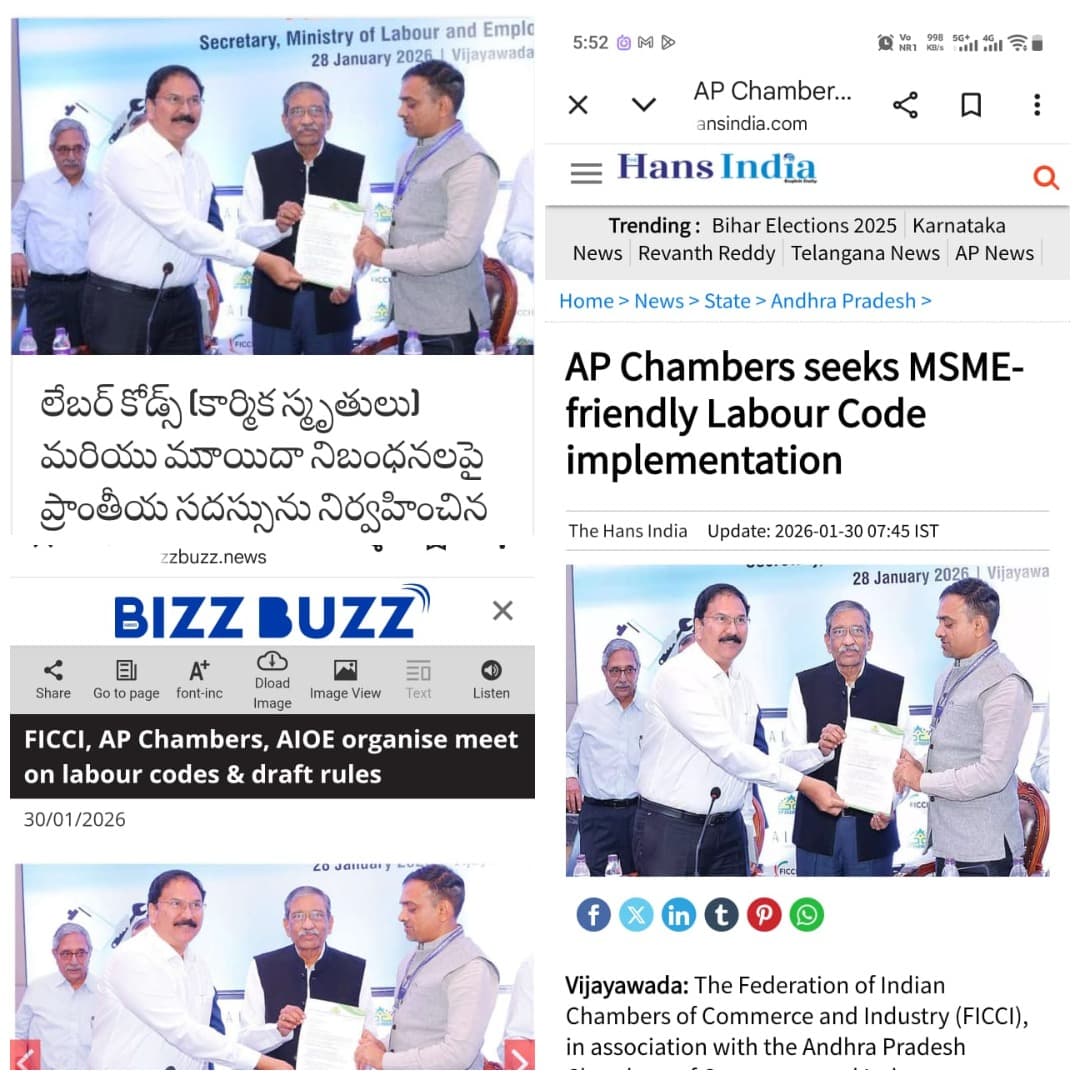 FICCI, AP Chambers, AIOE Organise Meet on Labour Codes and Draft Rules