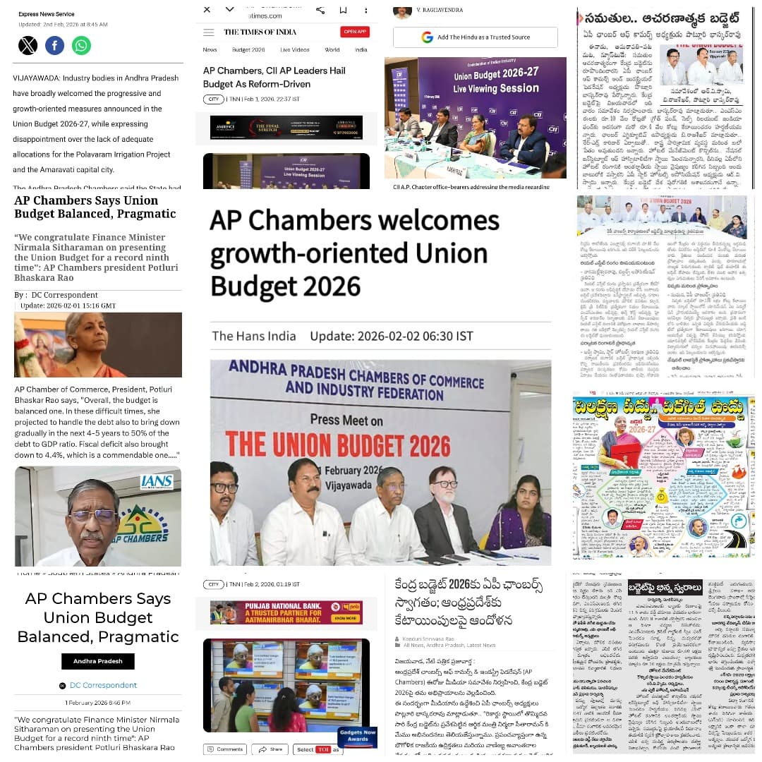 AP Chambers welcome growth oriented Union Budget 2026