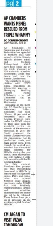 Ap Chambers wants MSMEs rescued from triple whally