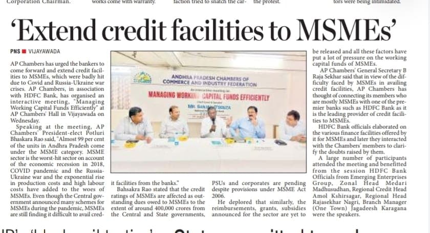 Extend credit facilities to MSMEs