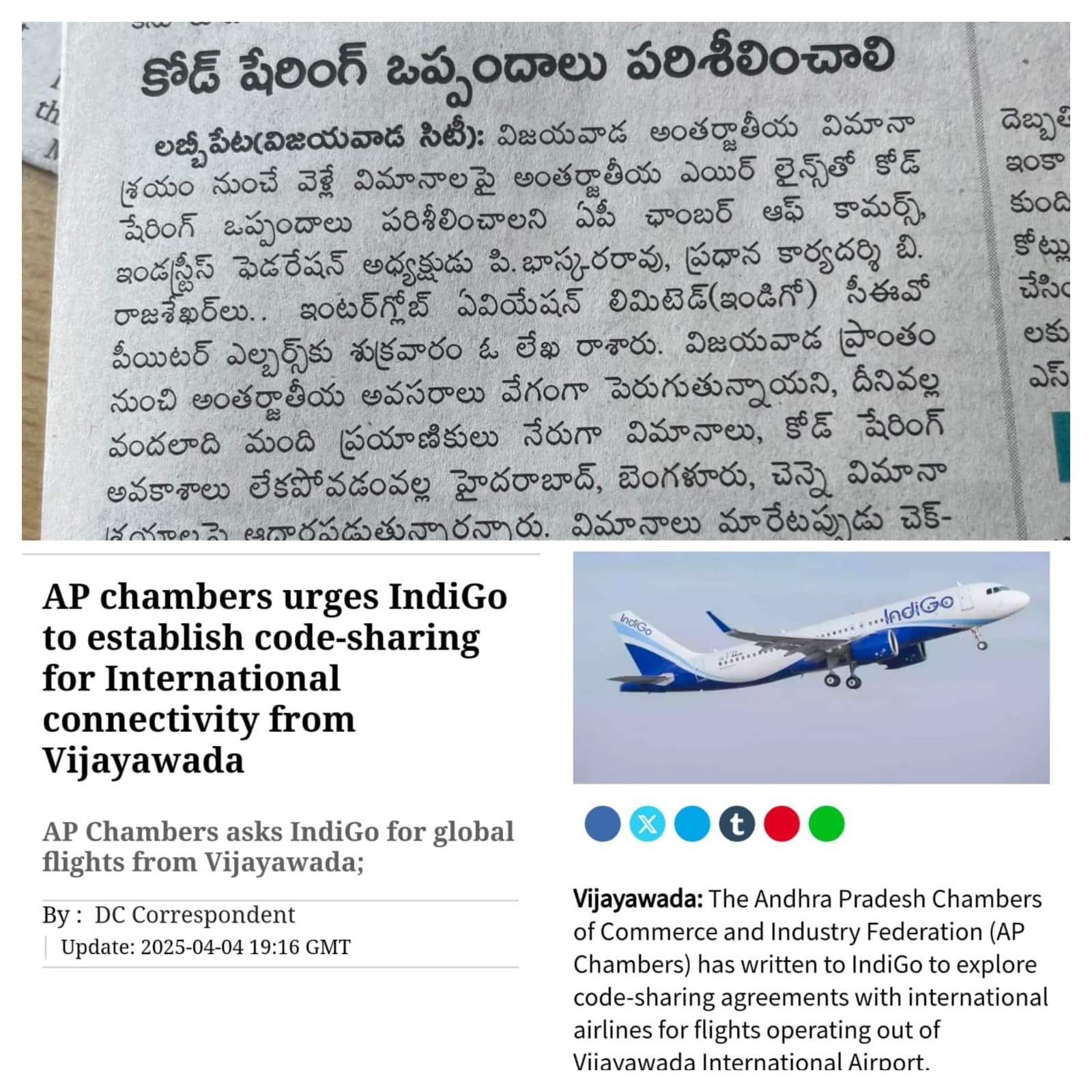 Urged Indigo Flight Code Sharing Examining