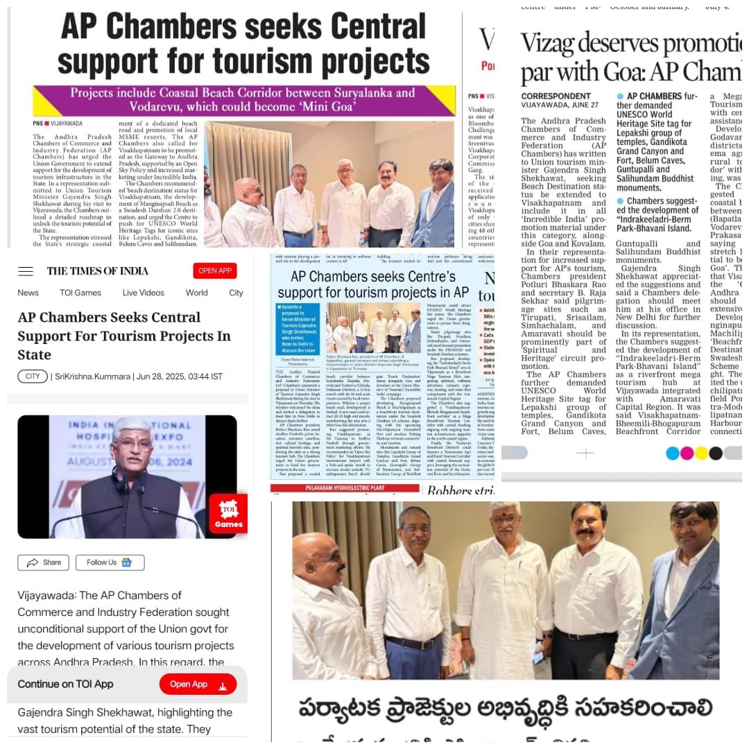 AP Chambers seeks Central Suport for tourism projects